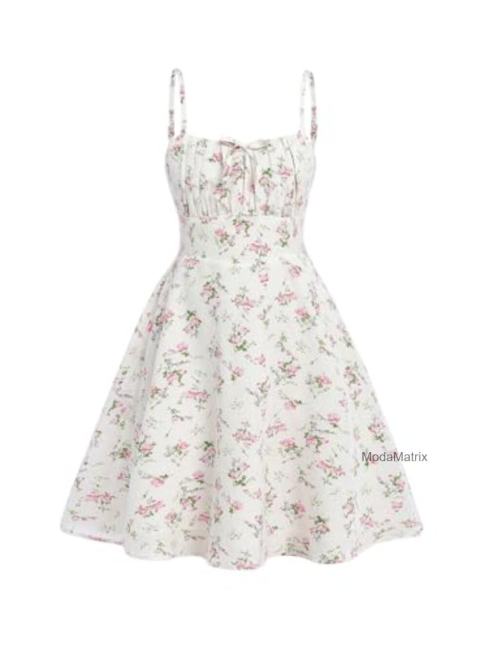 Girls Floral Ruched A-Line Cami Dress Sleeveless Summer Casual